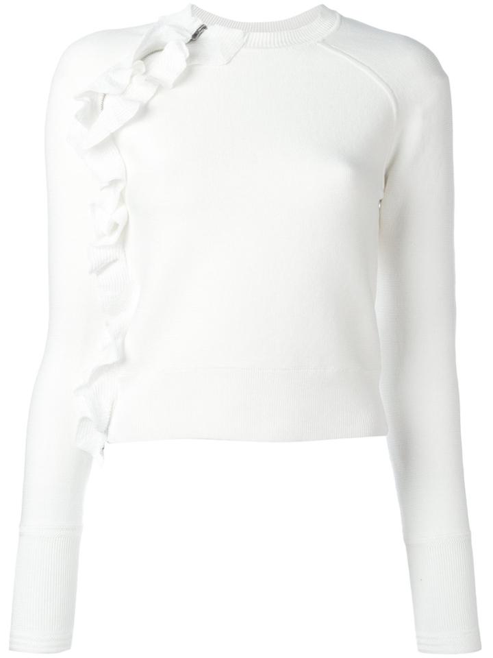 3.1 Phillip Lim Zip Ruffle Trim Top - White