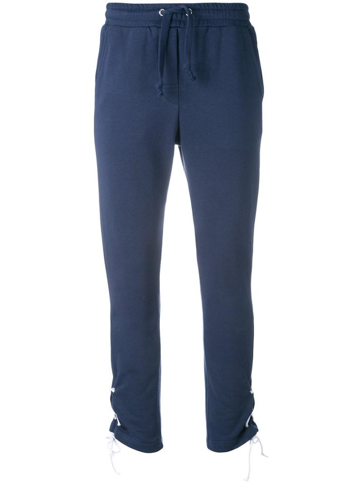 Zoe Karssen Gathered Ankle Track Pants, Women's, Size: Large, Blue, Cotton/polyester