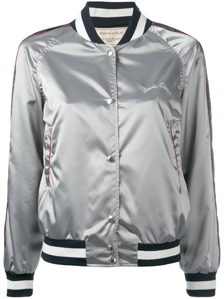 Maison Kitsuné - Zipped Jacket - Women - Polyamide/acetate/viscose - M, Grey, Polyamide/acetate/viscose