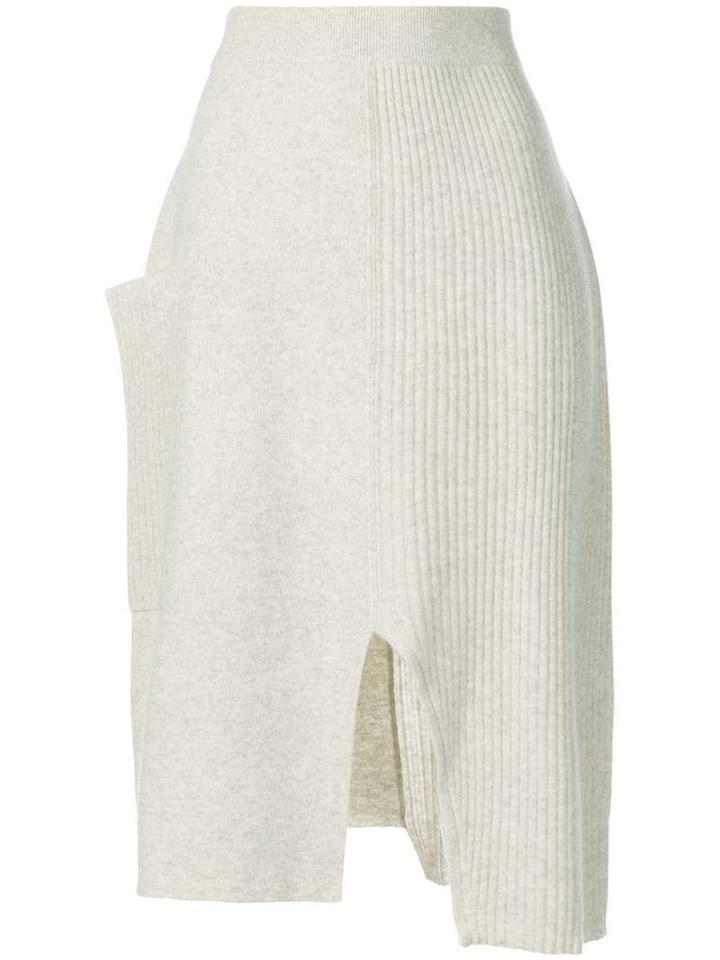 Pringle Of Scotland Asymmetric Knitted Skirt - White