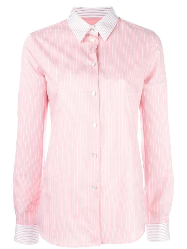 Maison Margiela Pinstripe Long Sleeve Shirt, Women's, Size: 42, Pink/purple, Cotton