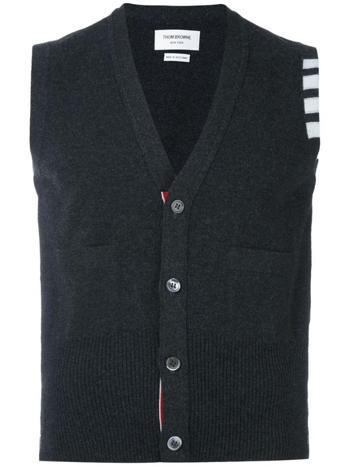 Thom Browne 4-bar Cashmere Cardigan Vest - Grey