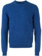 Z Zegna Crew Neck Jumper, Men's, Size: Small, Blue, Polyamide/cashmere