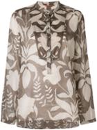 Prada Pre-owned Mandarin-collar Floral-print Shirt - Grey