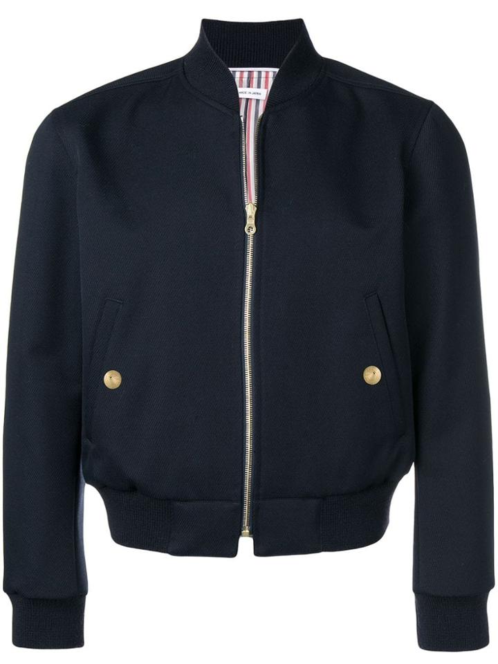Thom Browne Rwb Stripe Ribbed Blouson Jacket - Blue