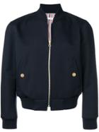 Thom Browne Rwb Stripe Ribbed Blouson Jacket - Blue