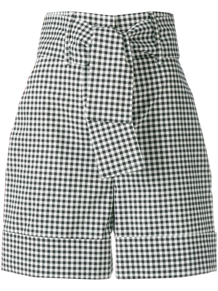 Sara Battaglia Belted Vichy Shorts - Black