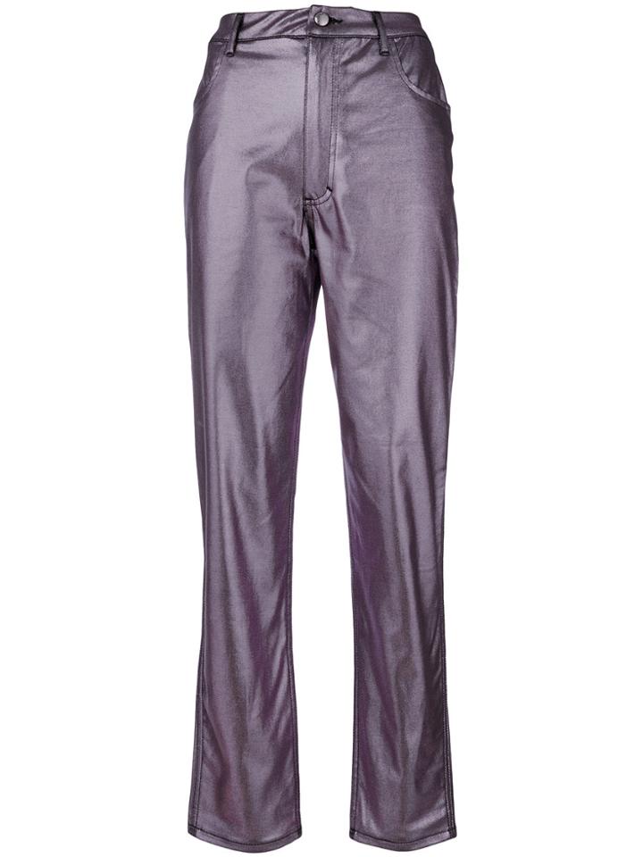 Eckhaus Latta Metallic Fitted Trousers - Pink & Purple