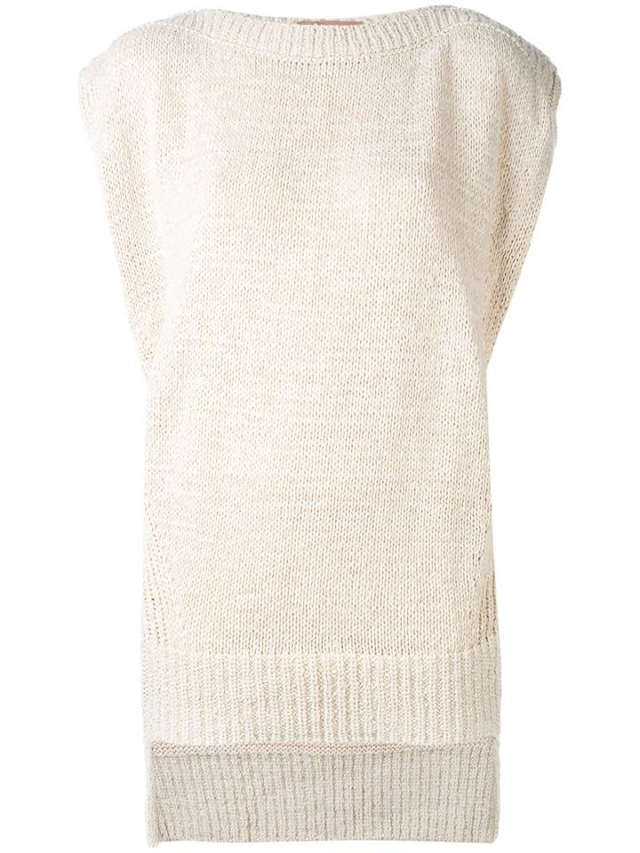 Nehera - Knitted Tabard - Women - Cotton/linen/flax/polyamide - M, Nude/neutrals, Cotton/linen/flax/polyamide