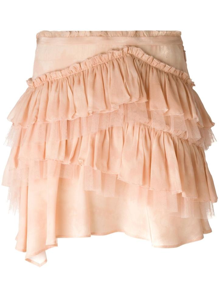 Roberto Cavalli Ruffled Mini Skirt - Pink & Purple