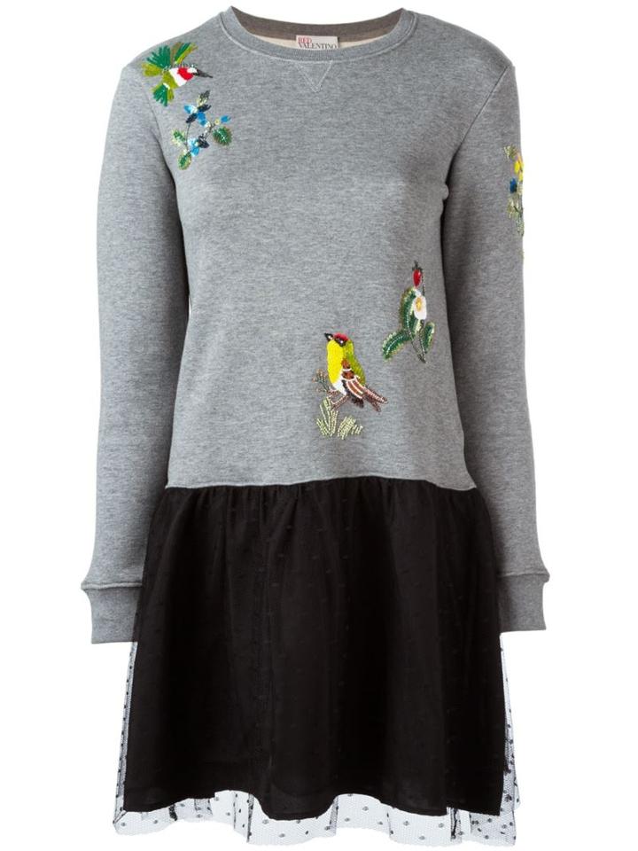 Red Valentino Sequined Bird Sweater Dress