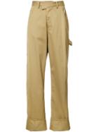 Rosie Assoulin Folded Hem Straight Trousers, Women's, Size: 2, Nude/neutrals, Cotton