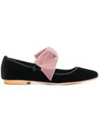 Gia Couture Bow-detailed Ballerina Shoes - Black