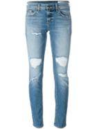 Rag & Bone /jean Distressed Skinny Jeans, Women's, Size: 27, Blue, Cotton/polyurethane