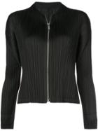 Pleats Please By Issey Miyake Pleated Zip Front Blouse - Black