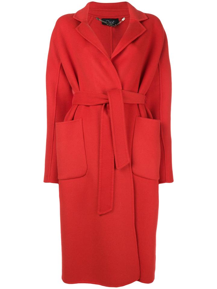 Clips Oversized Fitted Coat - Red