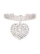 Alessandra Rich Heart Charm Choker Necklace - Silver