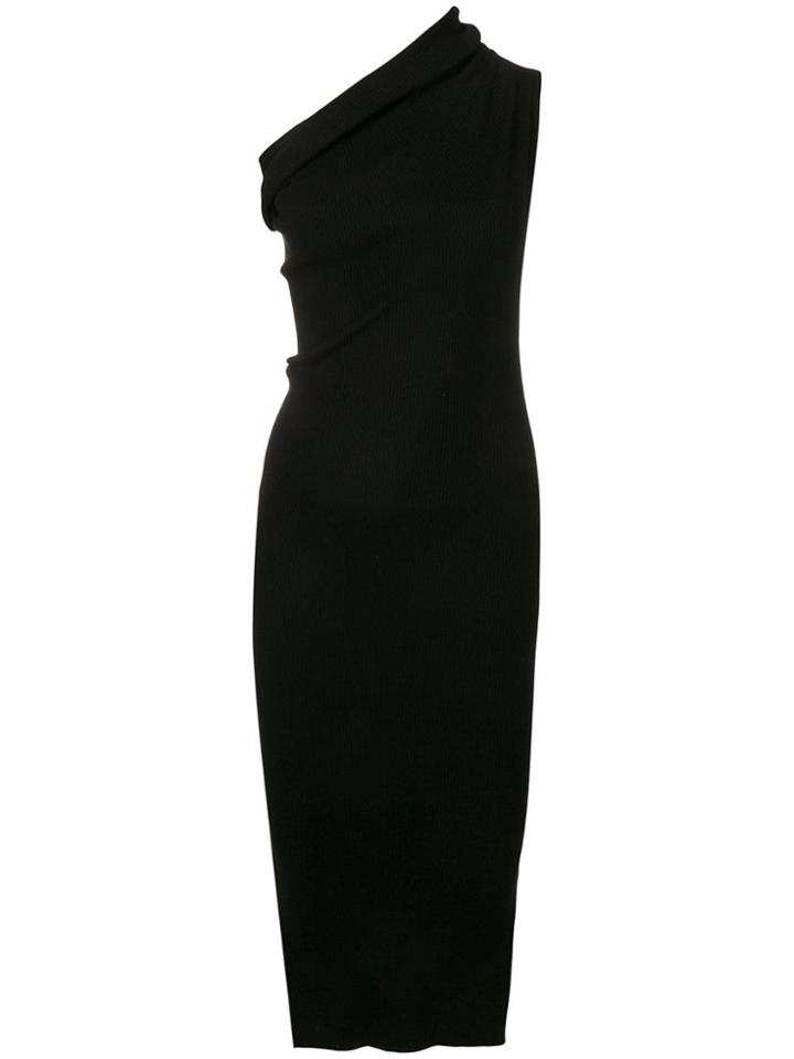 Rick Owens One Shoulder Ribbed Dress - Black