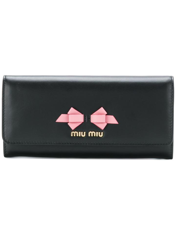 Miu Miu Bow Motif Wallet - Black