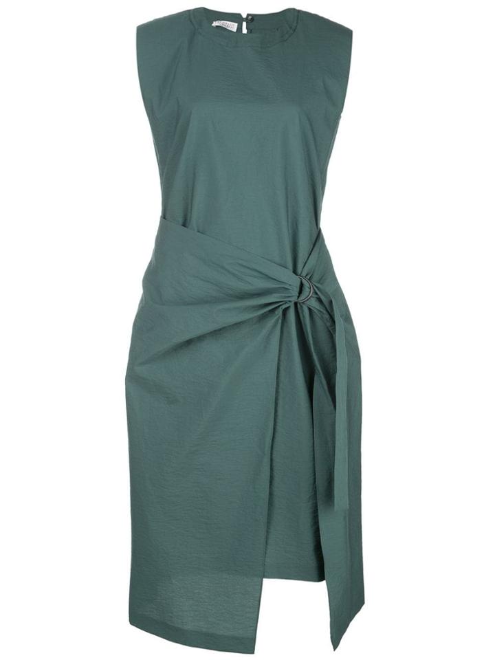 Brunello Cucinelli Gathered Midi Dress - Green