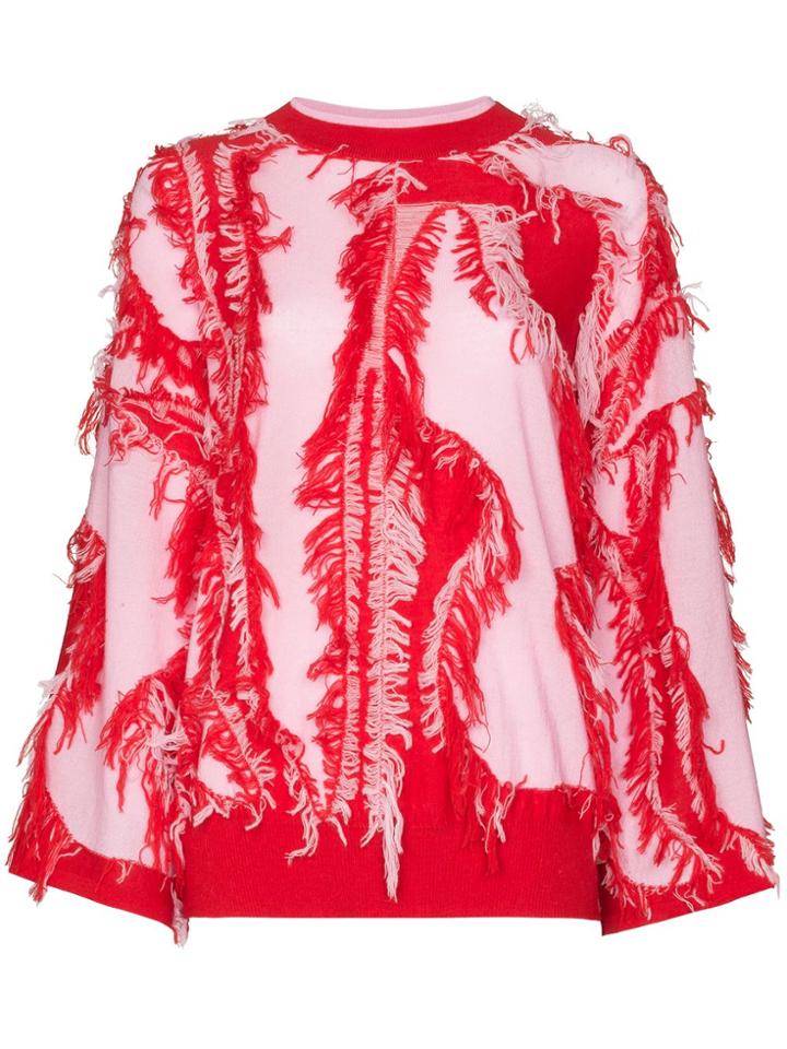 I-am-chen Fringed Knit Jumper - Red
