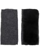Yves Salomon Fox Fur Trim Gloves - Grey