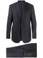 Giorgio Armani Notched Lapels Textured Suit - Blue