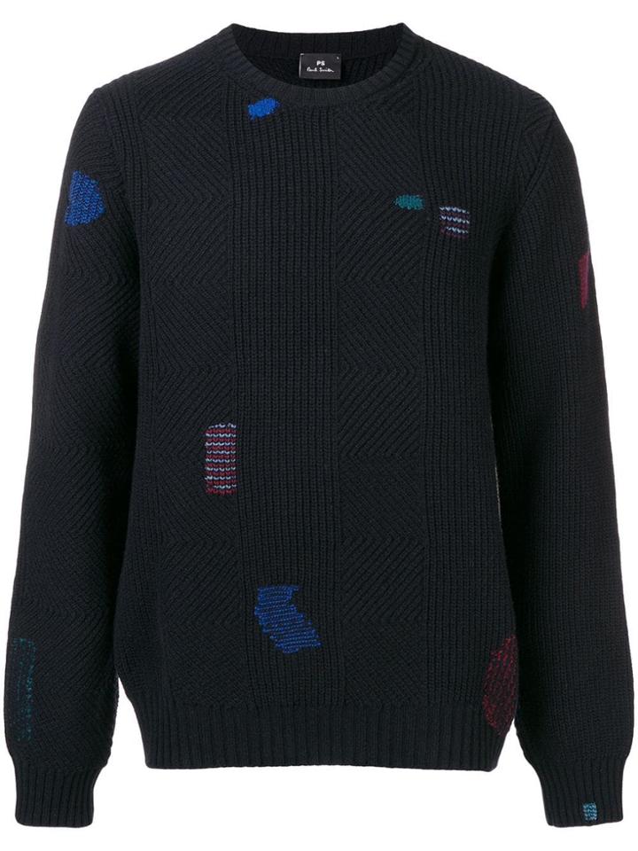 Ps By Paul Smith Contrast Stitch Jumper - Blue