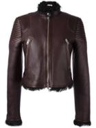 Givenchy Lined Biker Jacket, Women's, Size: 38, Red, Lamb Skin/lamb Fur