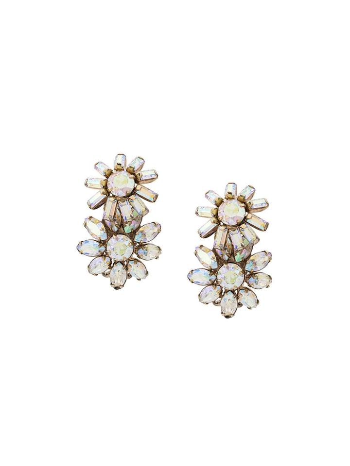 Susan Caplan Vintage 1950's Sherman Flower Duet Earrings - Silver