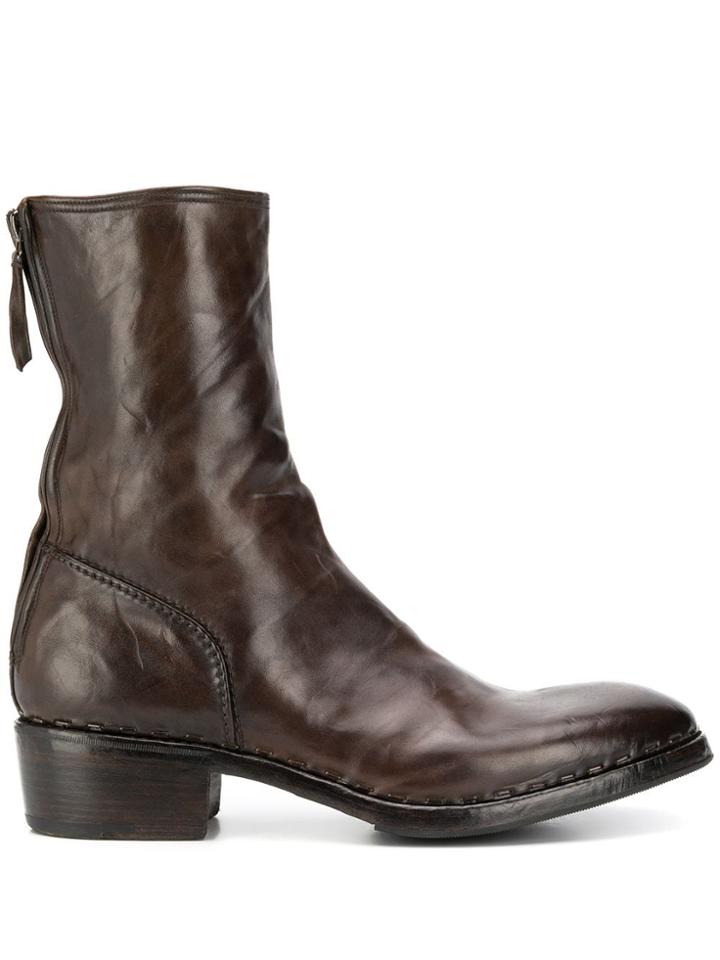Premiata Rear Zipped Boots - Brown