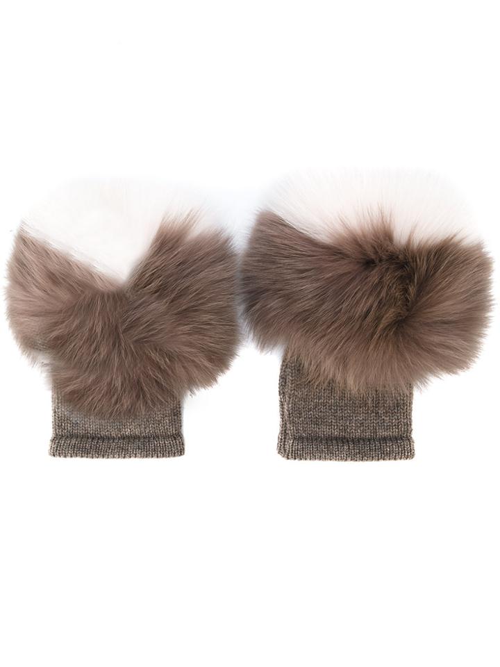 Agnona Fluffy Gloves - Nude & Neutrals