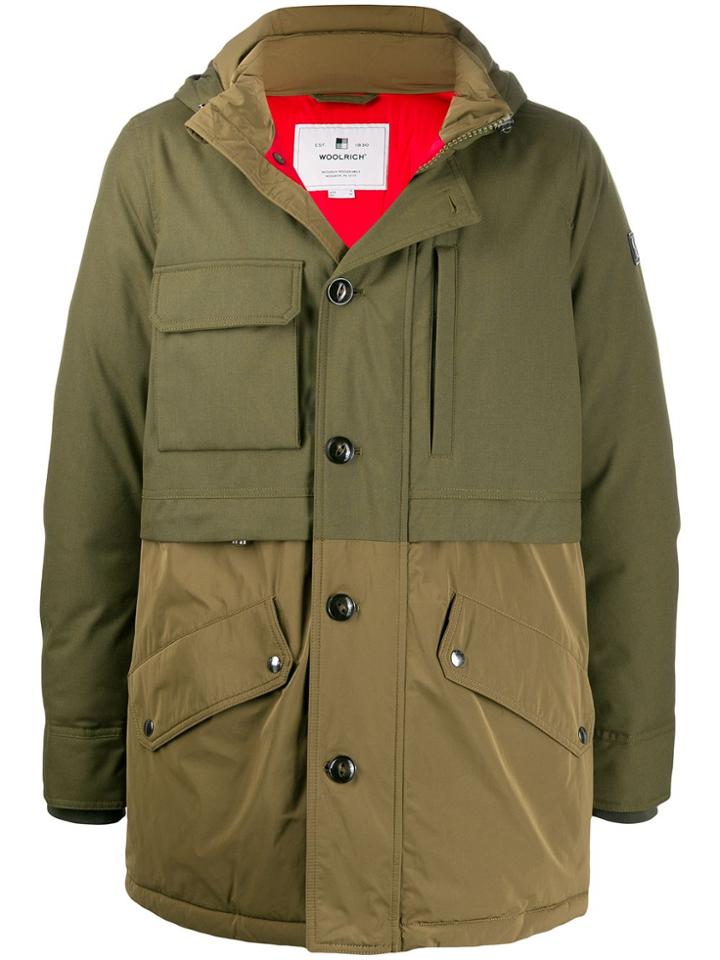 Woolrich Hooded Dual-fabric Parka - Green