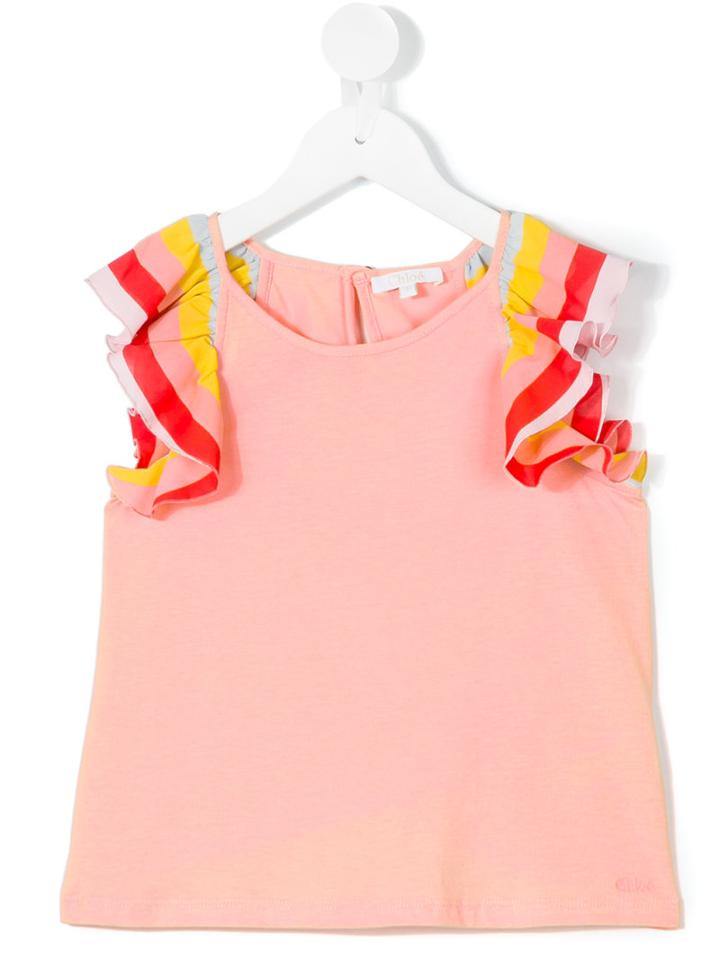 Chloé Kids Ruffle Sleeve Top, Girl's, Size: 12 Yrs, Yellow/orange