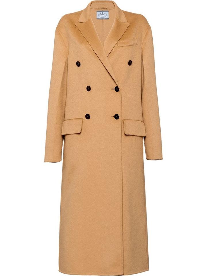 Prada Double Breasted Midi Coat - Brown