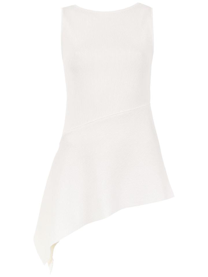 Egrey Asymmetric Ribbed Blouse - White