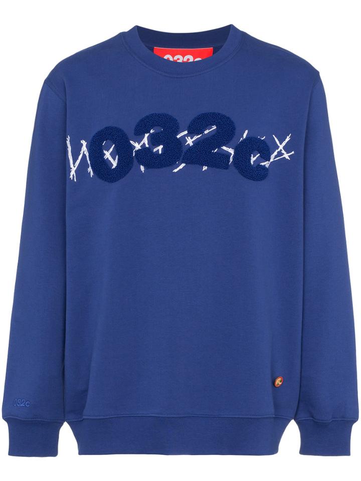 032c Blue Cotton Embroidered Sweatshirt