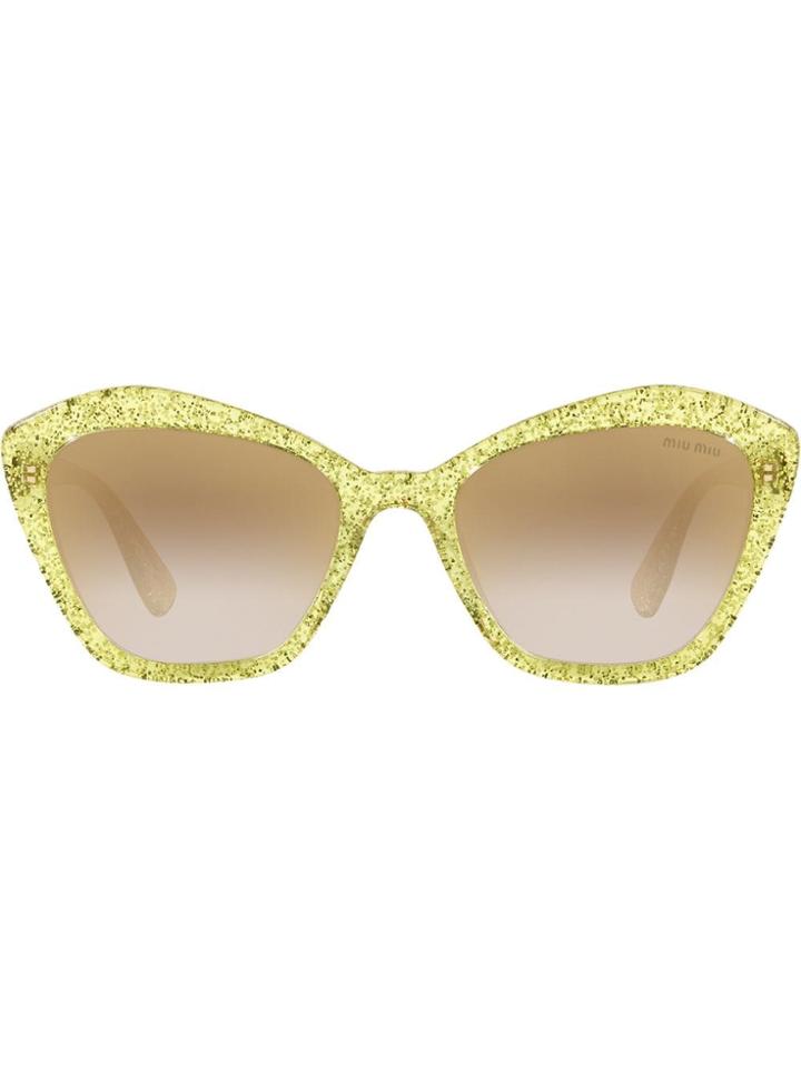 Miu Miu Eyewear Logo Glitter Sunglasses - Yellow
