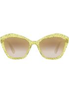 Miu Miu Eyewear Logo Glitter Sunglasses - Yellow