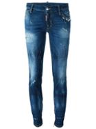 Dsquared2 'skinny' Medium Waist Jeans, Women's, Size: 40, Blue, Cotton/spandex/elastane/calf Leather