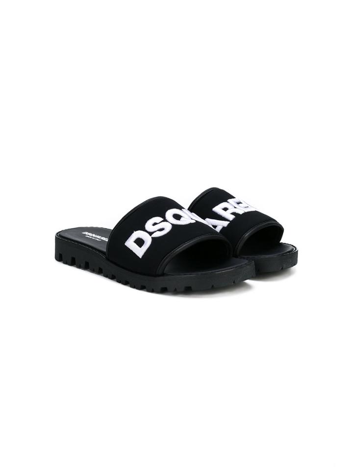Dsquared2 Kids Logo Strap Slides - Black