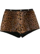 Saint Laurent Leopard Print Hot Pants - Brown