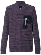 Prps Striped V-neck Sweatshirt, Men's, Size: Large, Blue, Cotton