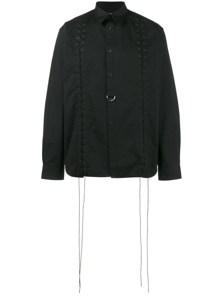 John Lawrence Sullivan Tie Front Shirt - Black