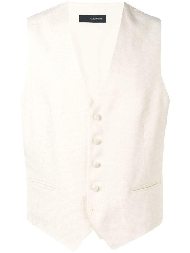 Tagliatore Fitted Waistcoat - White