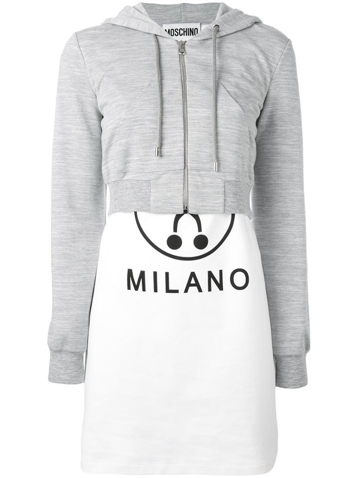 Moschino Logo Print T-shirt Dress - White