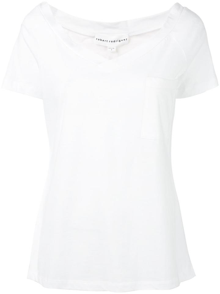 Robert Rodriguez - Chest Pocket V-neck T-shirt - Women - Cotton - S, Women's, White, Cotton