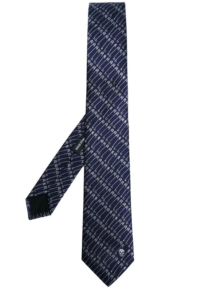 Alexander Mcqueen Safety Pin Printed Tie - Blue