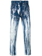 Dsquared2 - Glam Head Bleached Varnish Jeans - Men - Cotton/polyester/spandex/elastane/pvc - 44, Blue, Cotton/polyester/spandex/elastane/pvc
