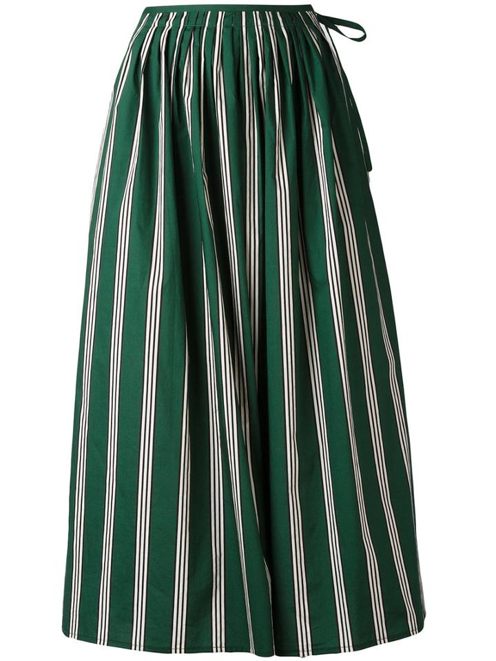 Aspesi Gathered Striped Skirt, Women's, Size: 42, Green, Cotton